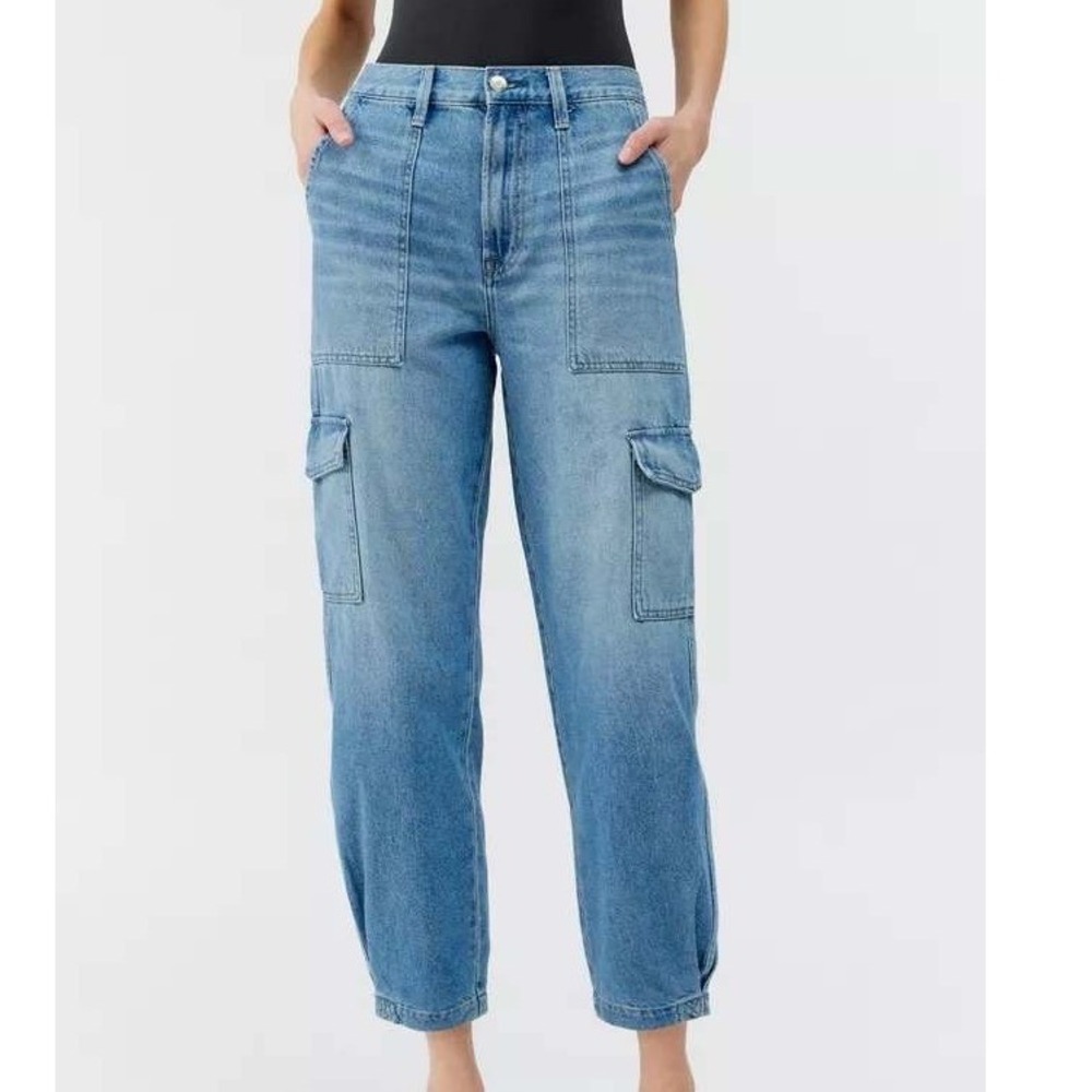 Pistola Josephine High-Waisted Cargo Jean Light Wash Straight Leg Size 24